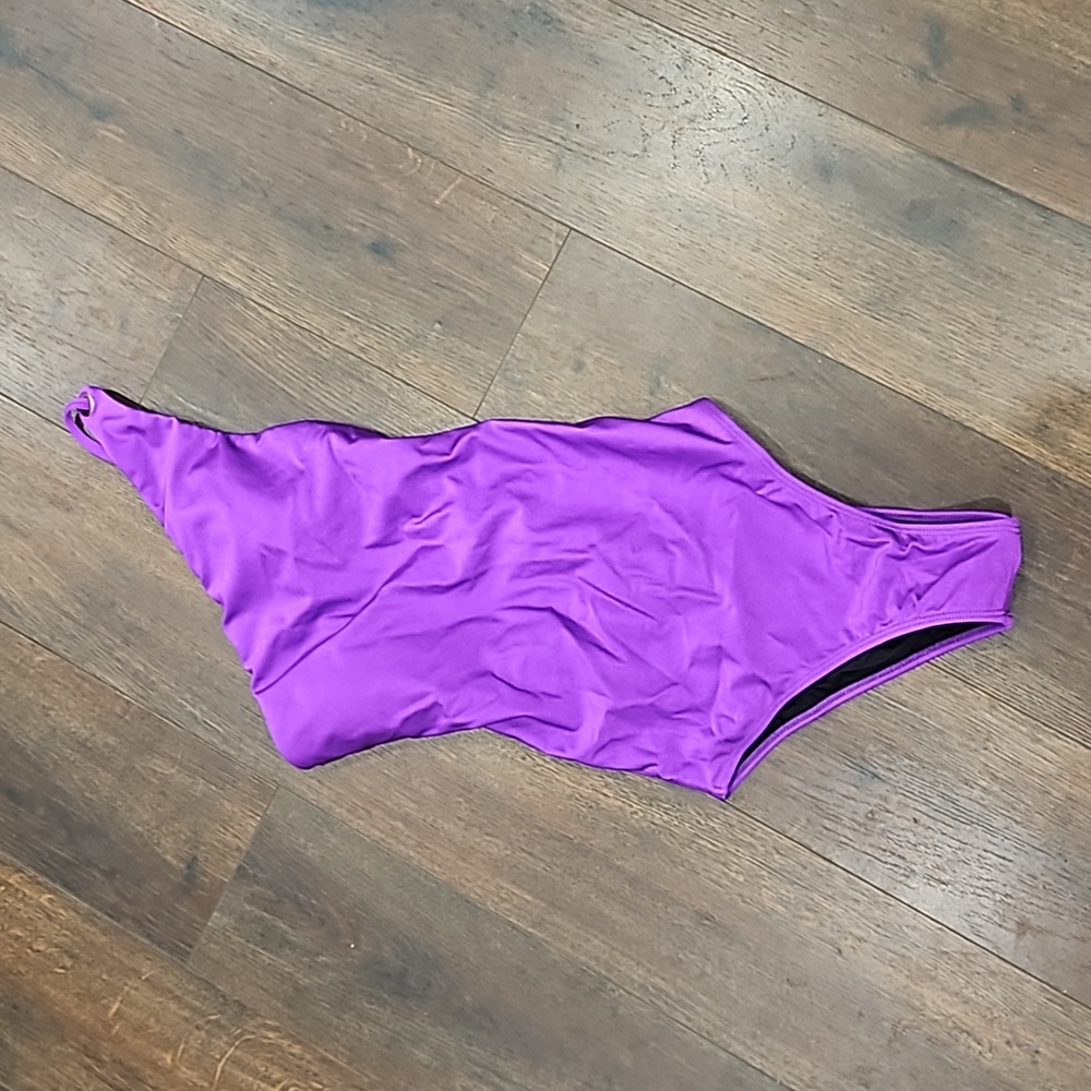 BELA BRABD one shoulder high sides strappy low bavk swimsuit  size small